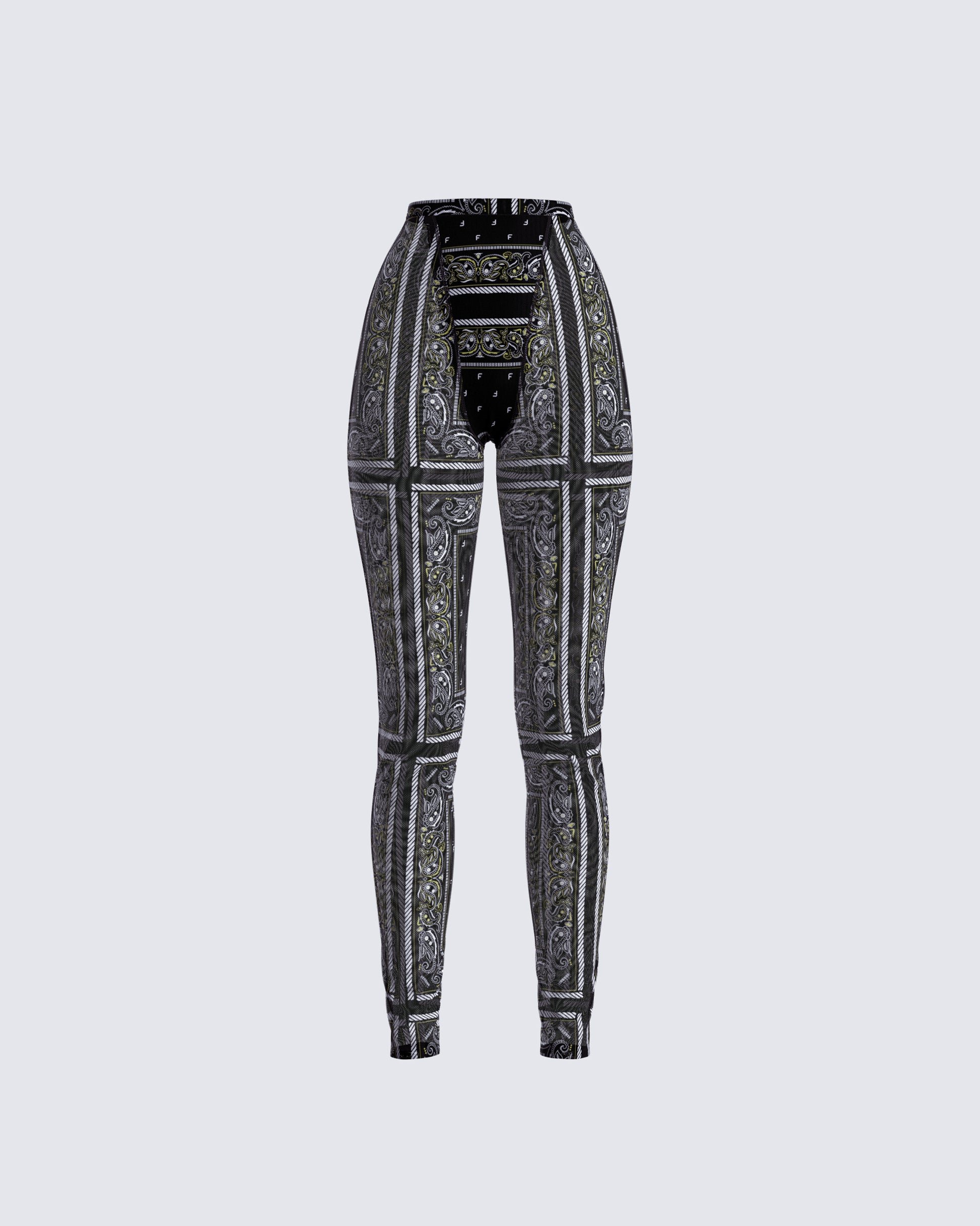 Rikku Black Bandana Mesh Leggings product front
