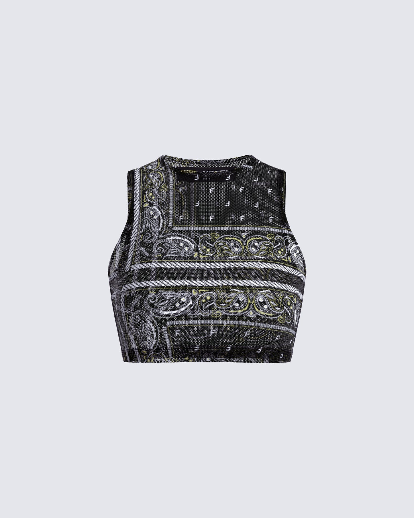 Rikku Black Bandana Mesh Crop Top product front