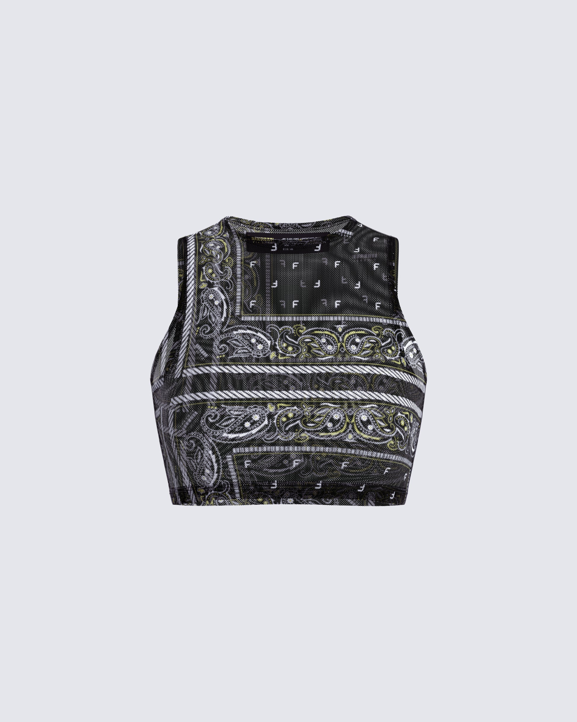 Rikku Black Bandana Mesh Crop Top product front