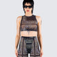 Rikku Black Bandana Mesh Crop Top model front