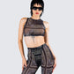 Rikku Black Bandana Mesh Crop Top