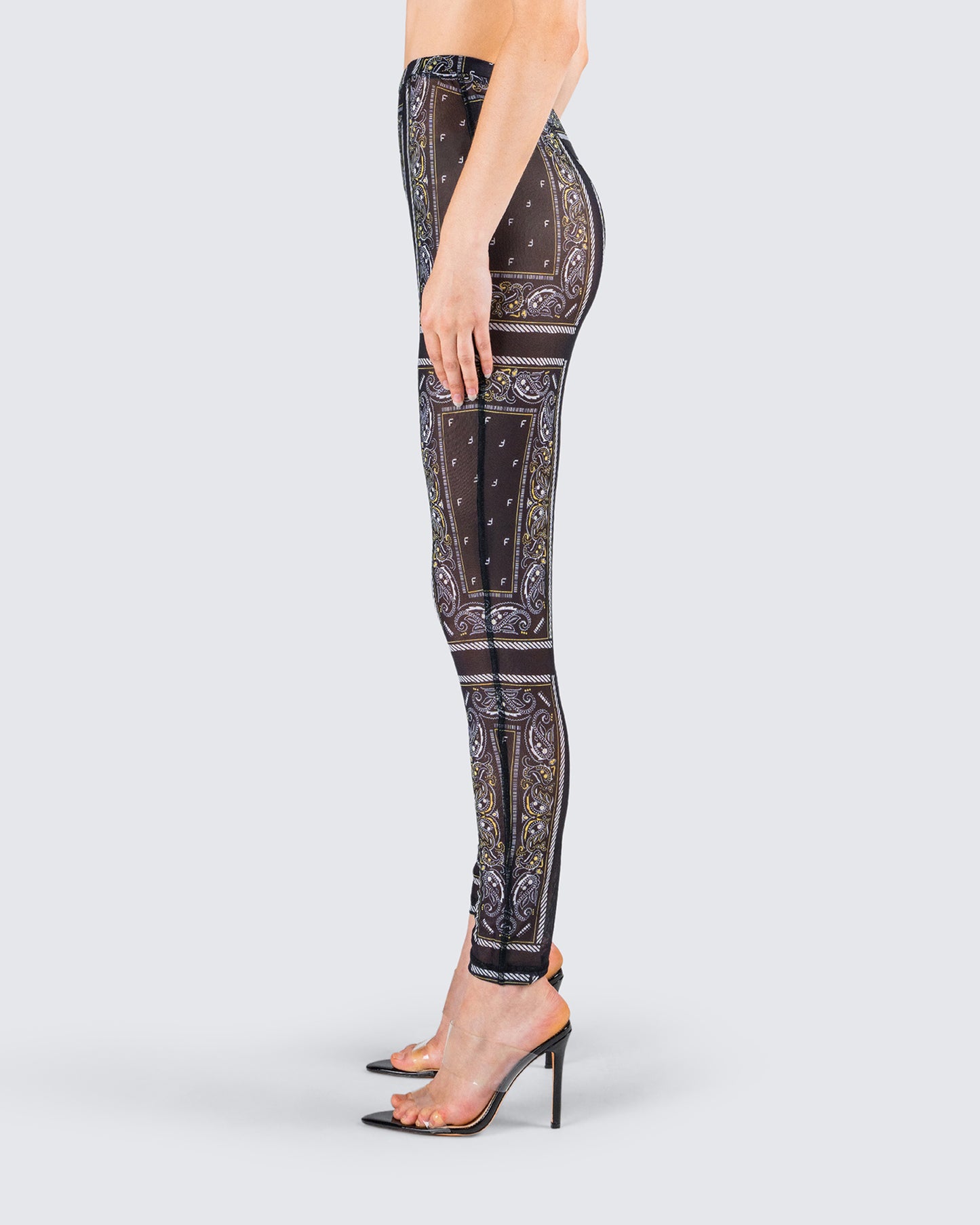 Rikku Black Bandana Mesh Leggings