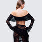 Rina Black Lace Ruffle Bandeau Top