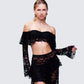 Rina Black Lace Ruffle Bandeau Top