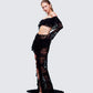 Rina Black Lace Ruffle Bandeau Top