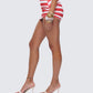 Risa Red Stripe Asymmetric Ruched Mini Skirt