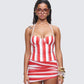 Risa Red Stripe Bustier Top model front