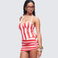 Risa Red Stripe Bustier Top