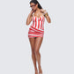 Risa Red Stripe Bustier Top