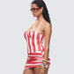Risa Red Stripe Bustier Top