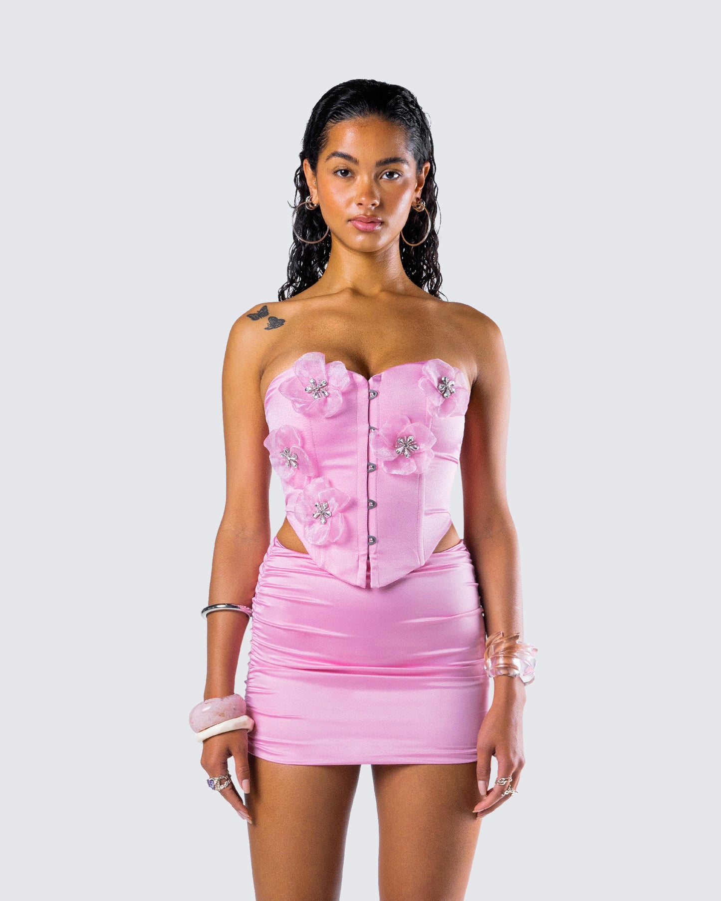 Rivi Pink Flower Corset Top