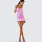 Rivi Pink Satin Micro Mini Skirt
