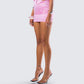Rivi Pink Satin Micro Mini Skirt