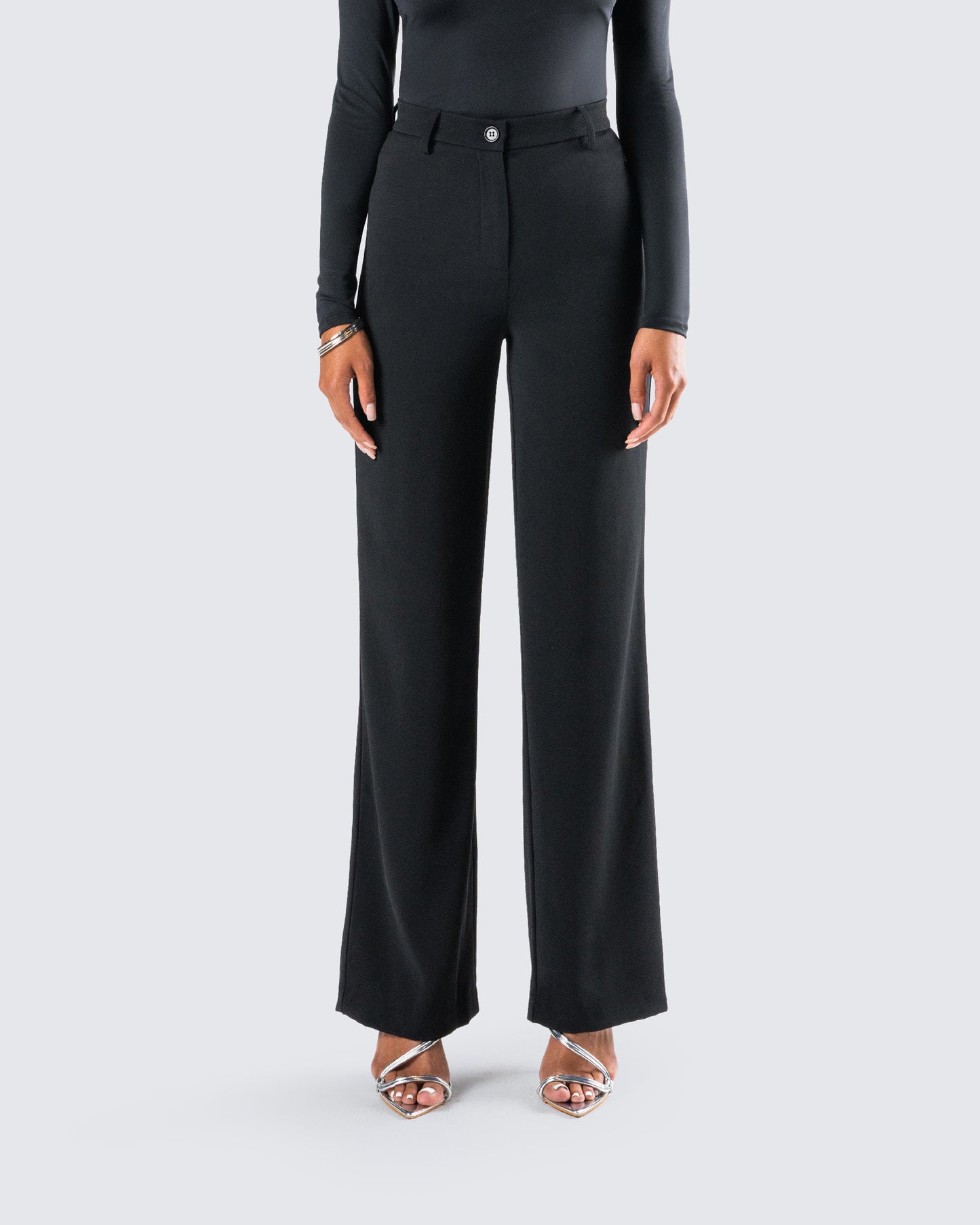 Roberta Black High Rise Pant model front