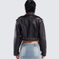 Robyn Vintage Black Cropped Moto Jacket