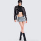 Robyn Vintage Black Cropped Moto Jacket