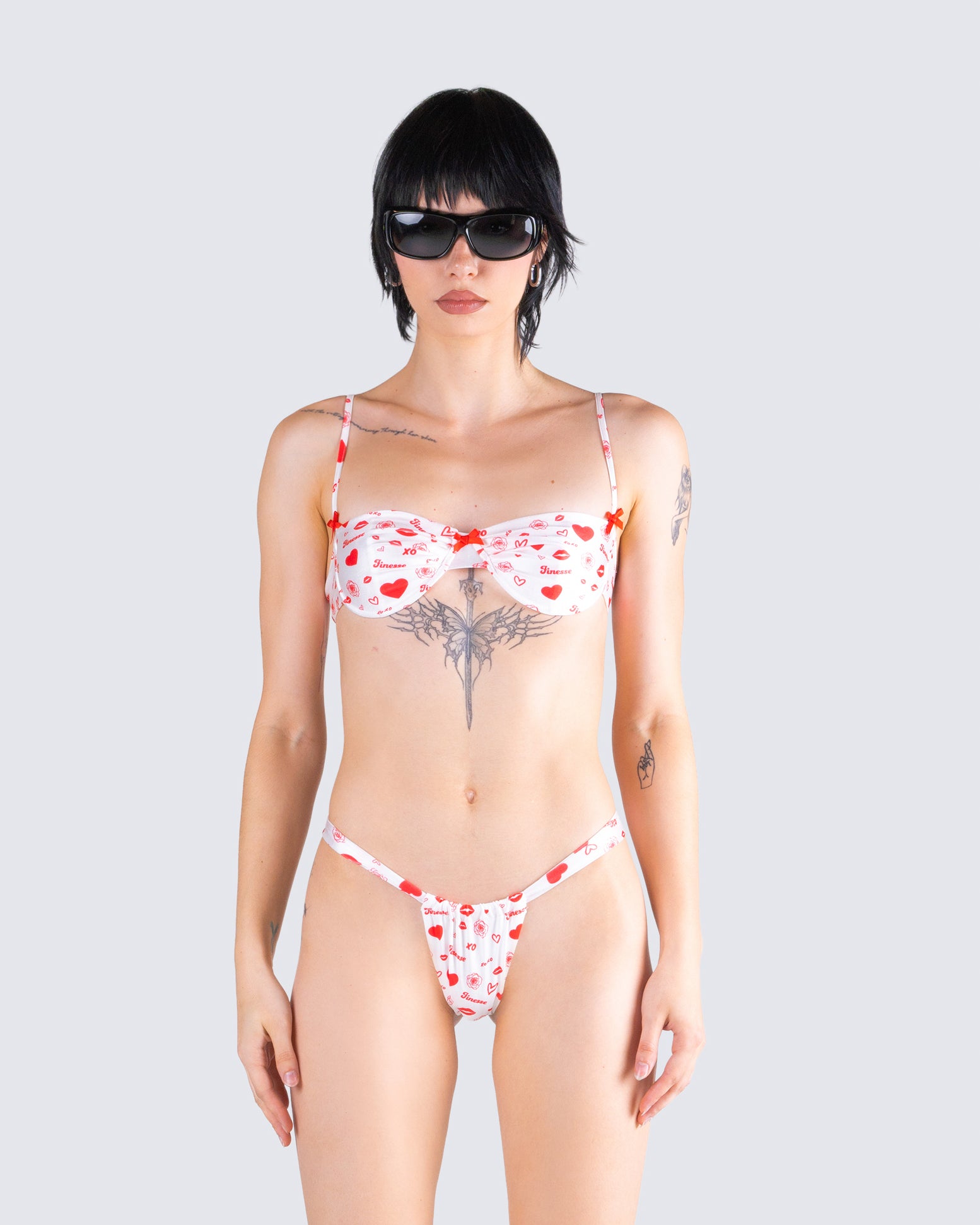 Ronan Multi Print Swim Top model front
