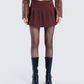 Ronny Brown Pleated Mini Skirt model front