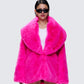 Rosamond Hot Pink Vegan Fur Jacket model front