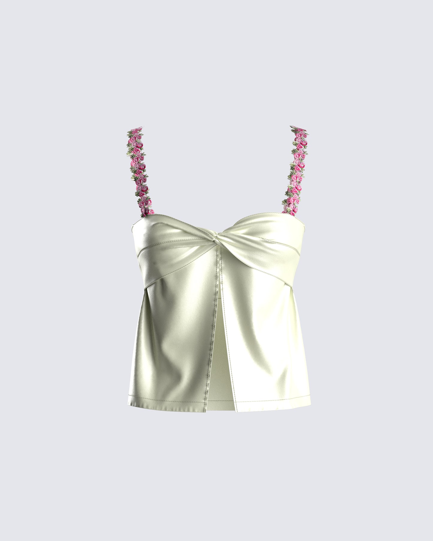 Rosella Olive Satin Twist Top  3d product front