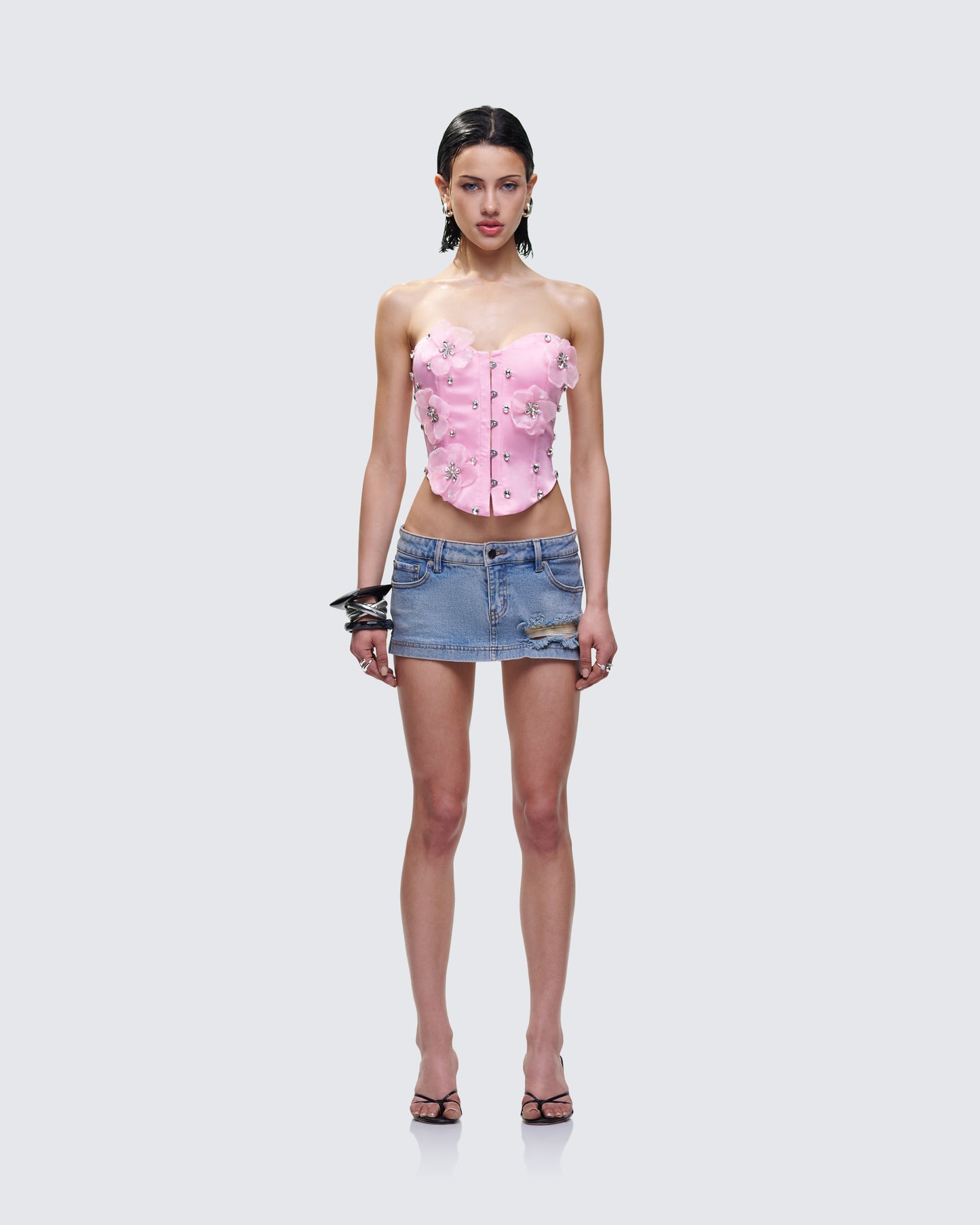 Roselle Denim Set model front