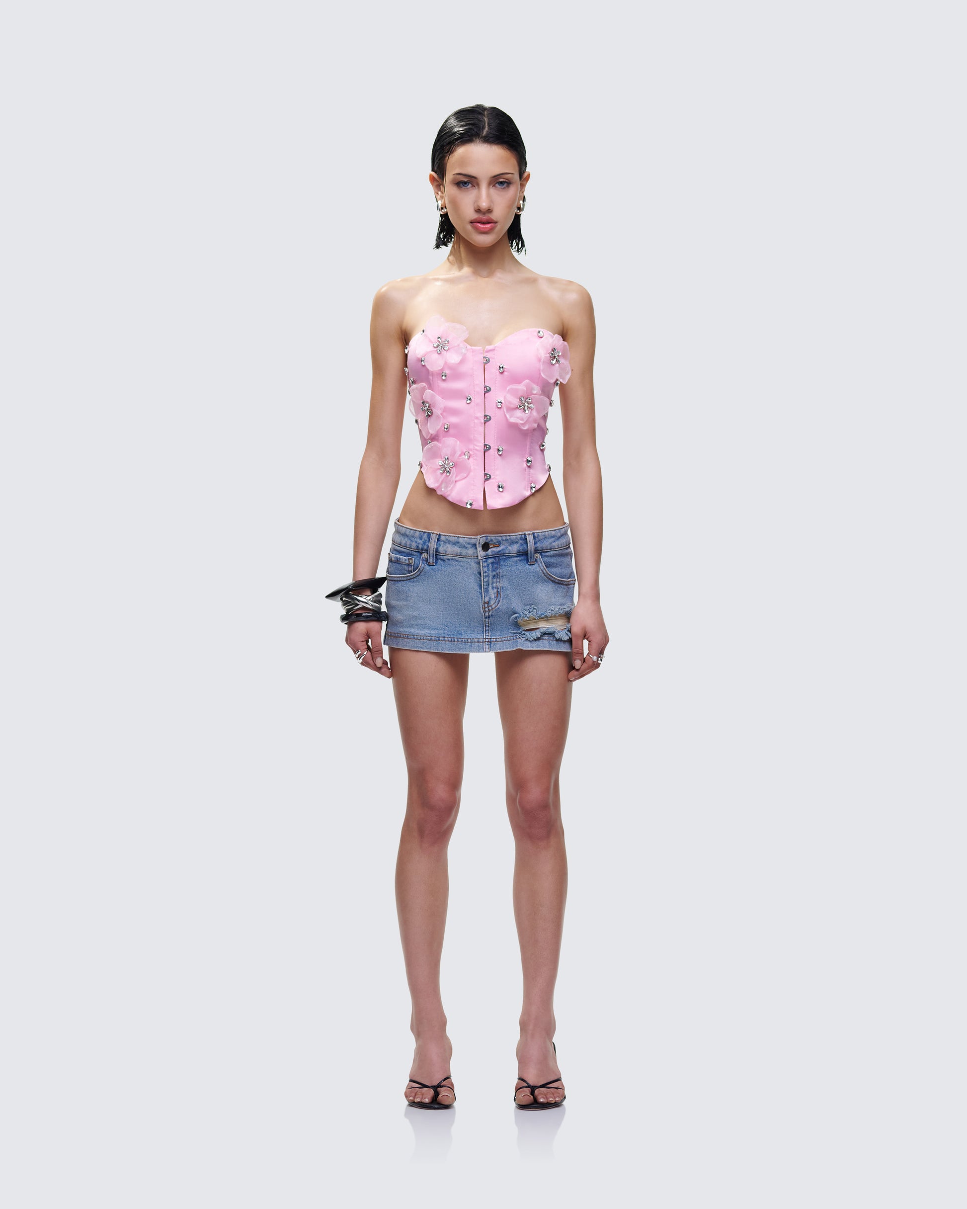 Roselle Denim Set model front