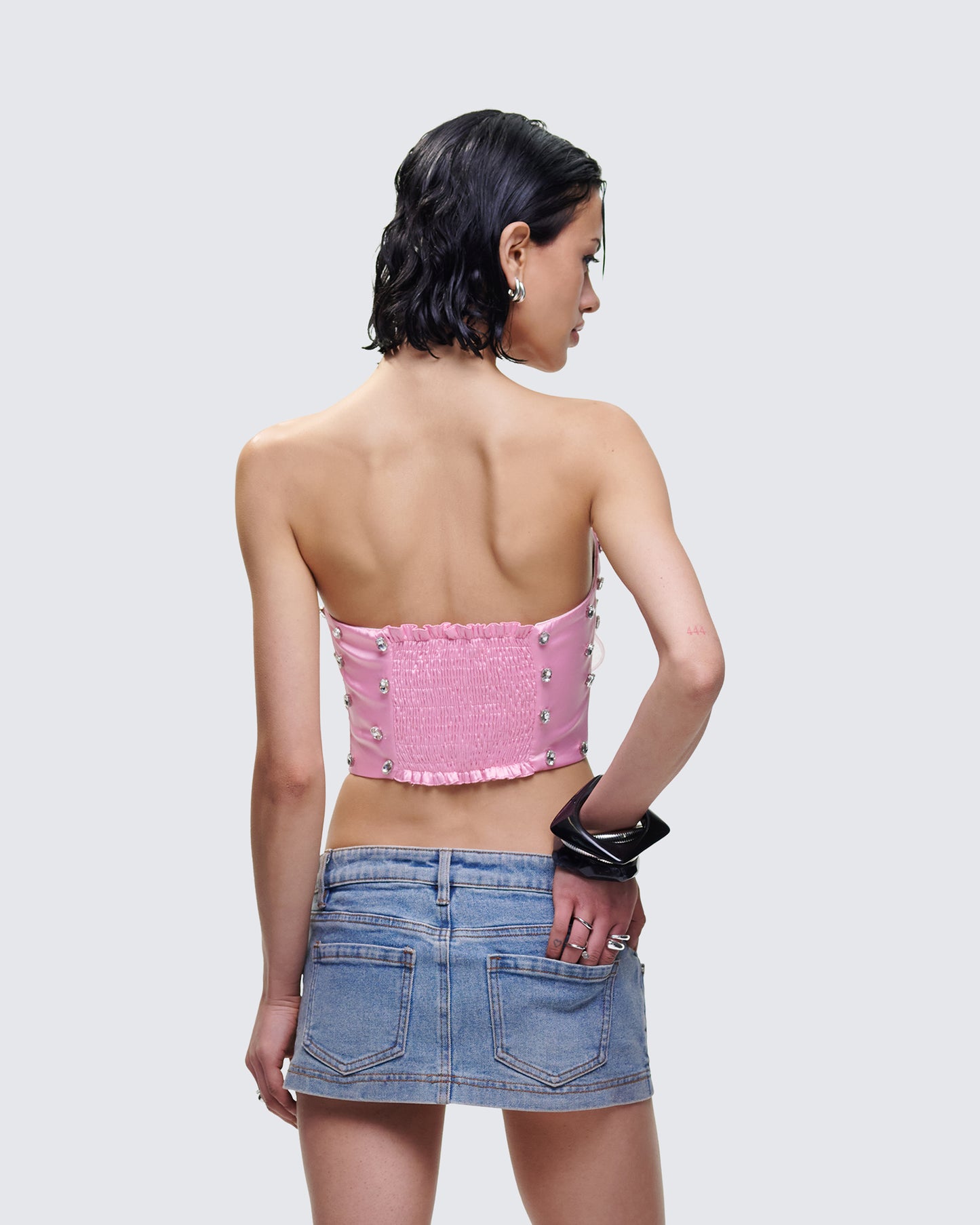 Roselle Pink Rhinestone Corset Top