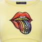 Rubina Yellow Graphic Crop Top