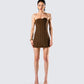 Ruby Brown Strapless Mini Dress model front