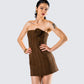 Ruby Brown Strapless Mini Dress
