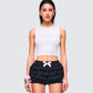 Rumi White Cropped Rhinestone Top model front