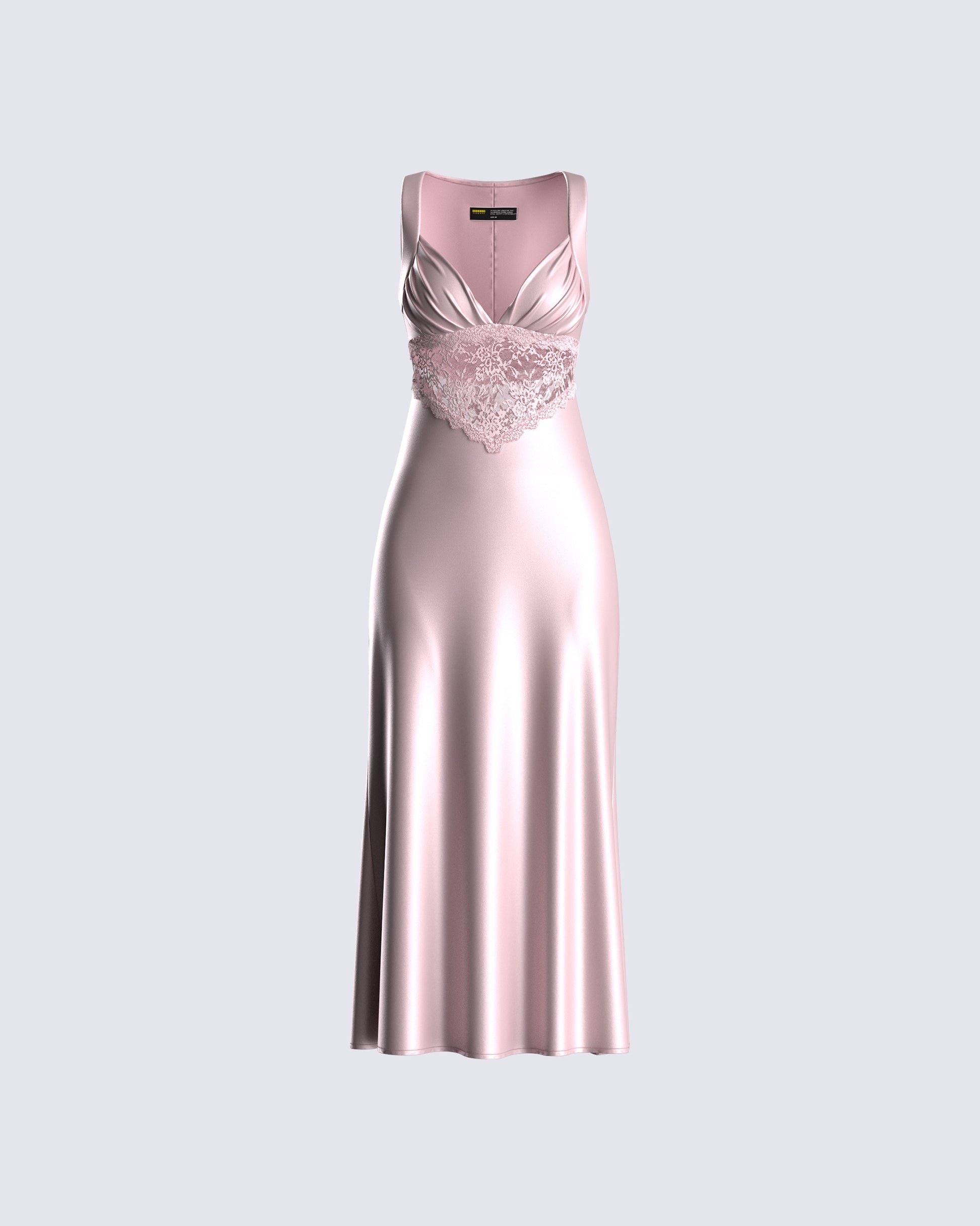 Saba Pink Satin Lace Midi Dress 3d product front