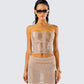 Sakura Gold Knit Tube Top model front
