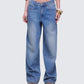 Samia Blue Denim Wide Leg Jeans model front