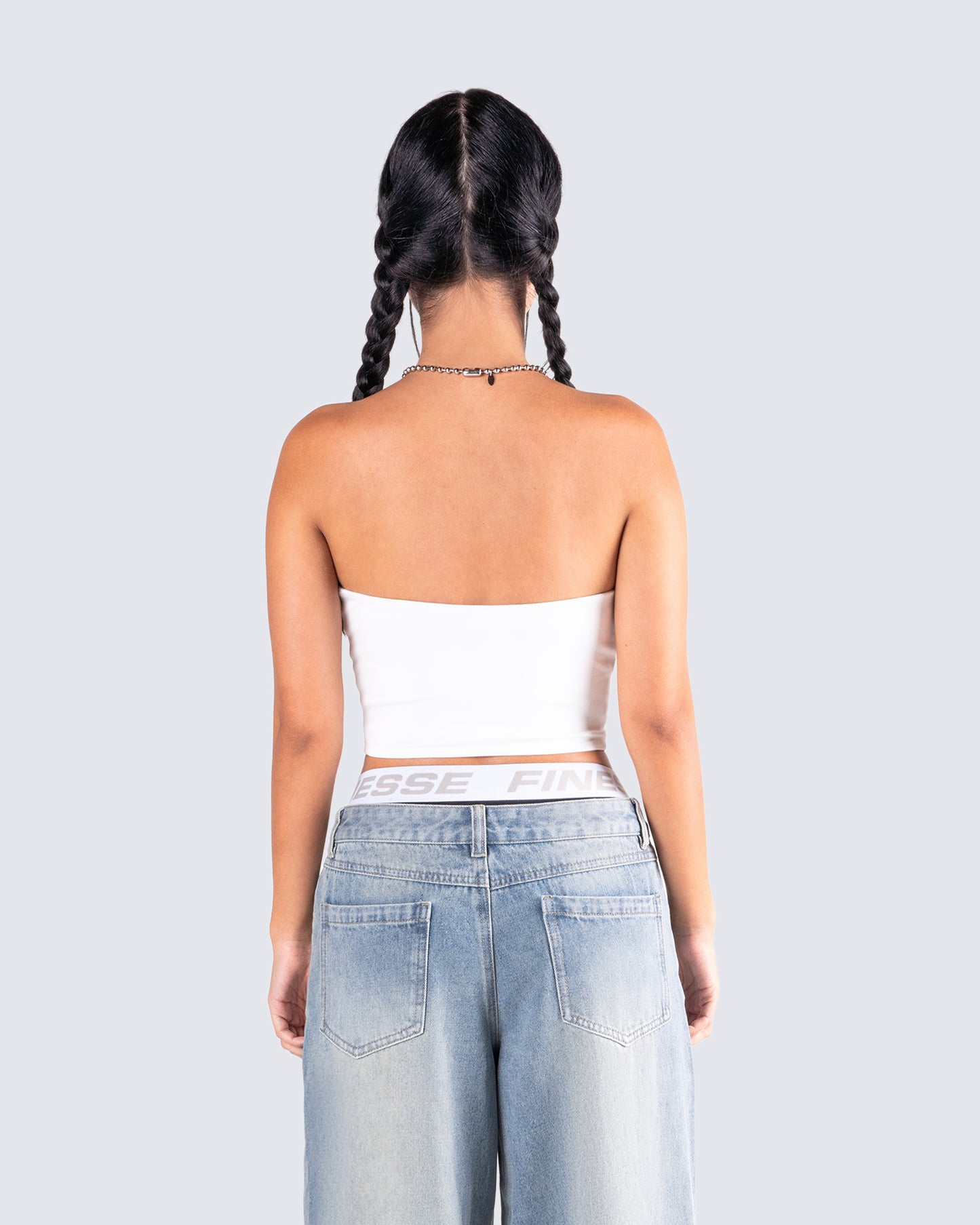 Samia White Graphic Tube Top