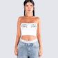 Samia White Graphic Tube Top model front