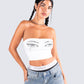 Samia White Graphic Tube Top