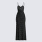 Santana Black Mesh Maxi Dress 3d product front
