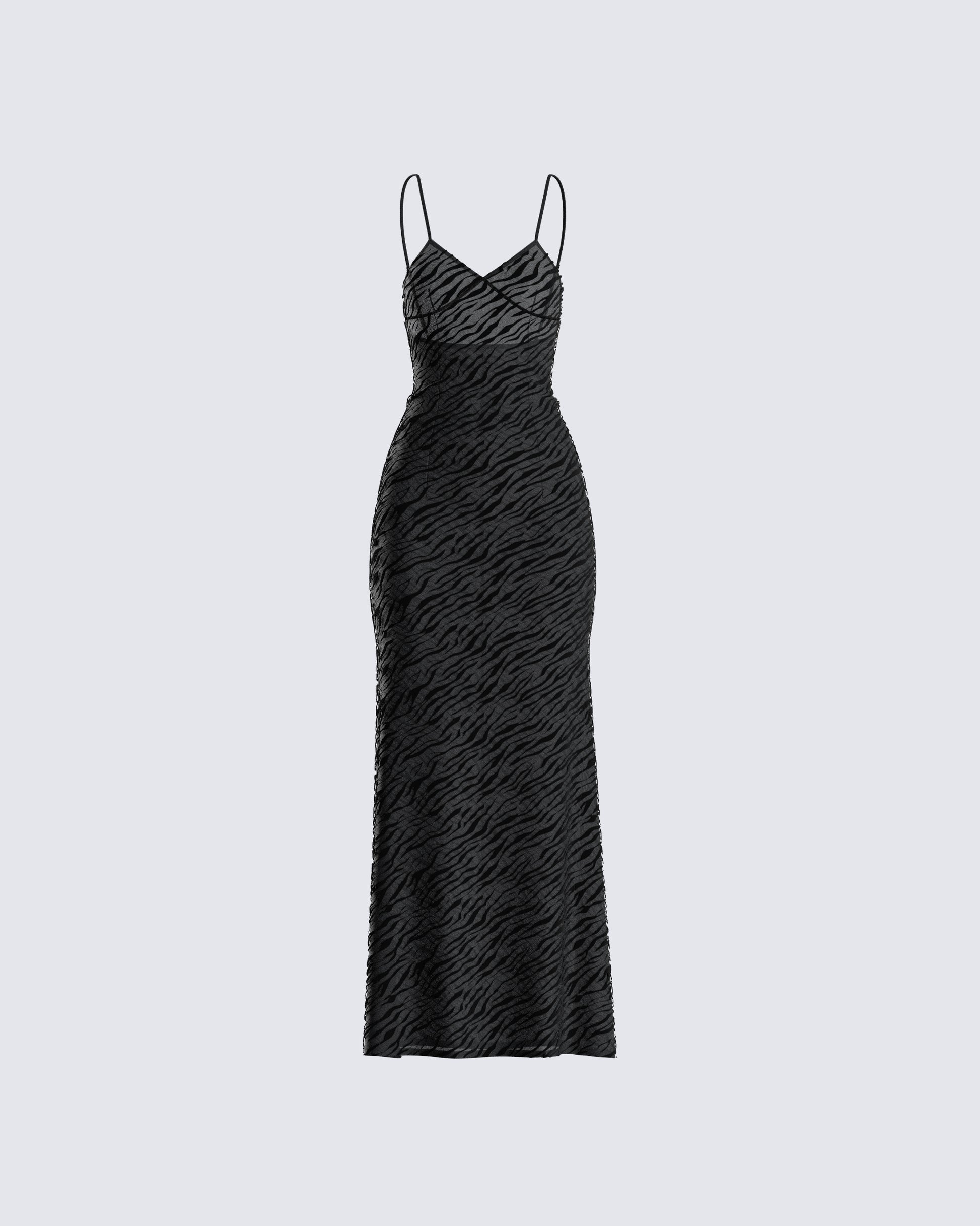 Santana Black Mesh Maxi Dress 3d product front