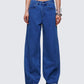 Sara Blue Denim Wide Leg Jean model front