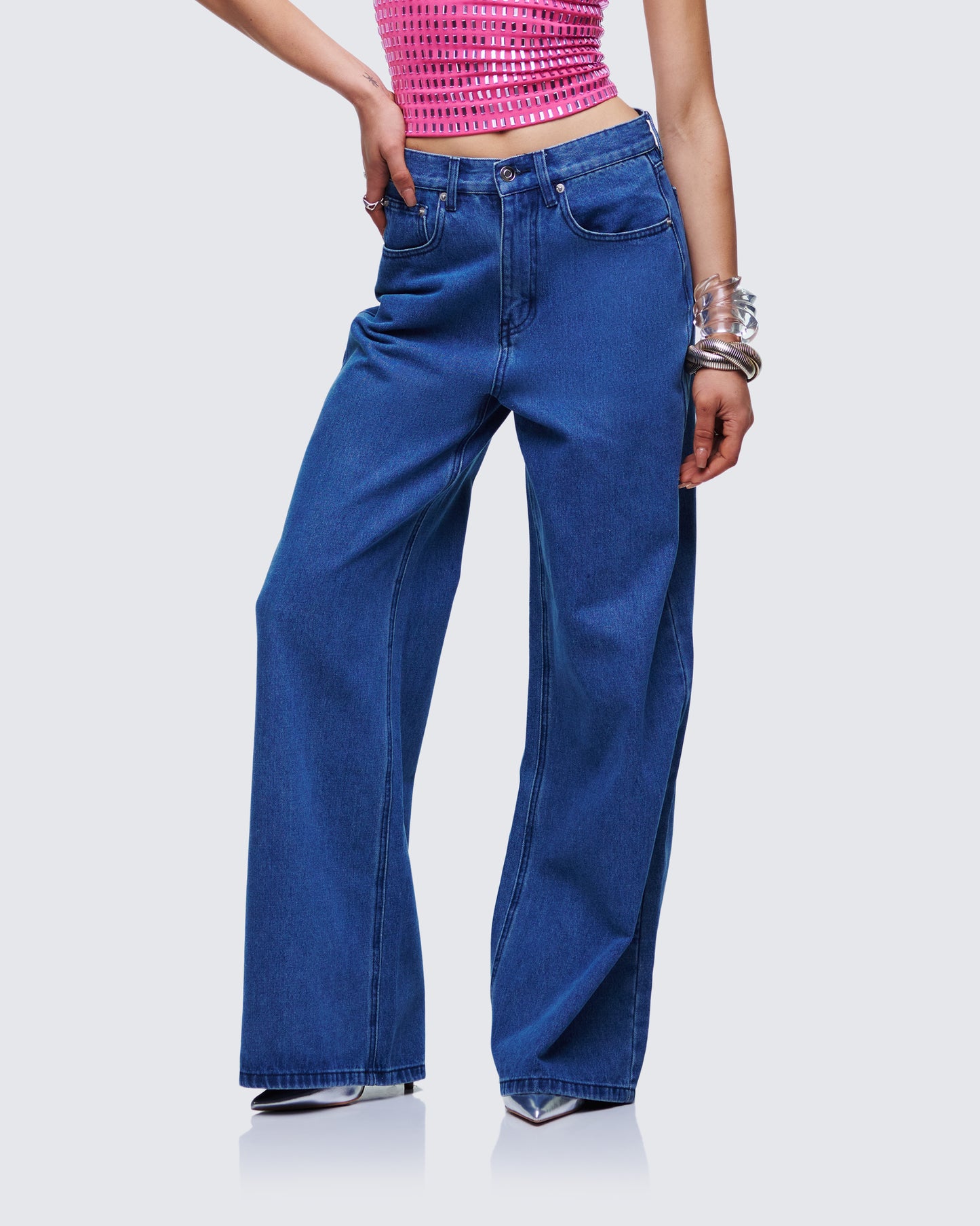 Sara Blue Denim Wide Leg Jean