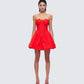 Sarai Red Lace Applique Mini Dress model front