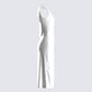 Saskia White Satin Slit Midi Dress