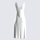 Saskia White Satin Slit Midi Dress
