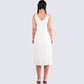 Saskia White Satin Slit Midi Dress