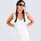Saskia White Satin Slit Midi Dress