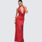Sayla Red Abstract Print Maxi Dress