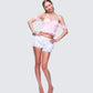 Senara Pink Corset Ruffle Top