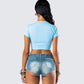 Seraina Aqua Graphic Top