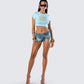 Seraina Aqua Graphic Top